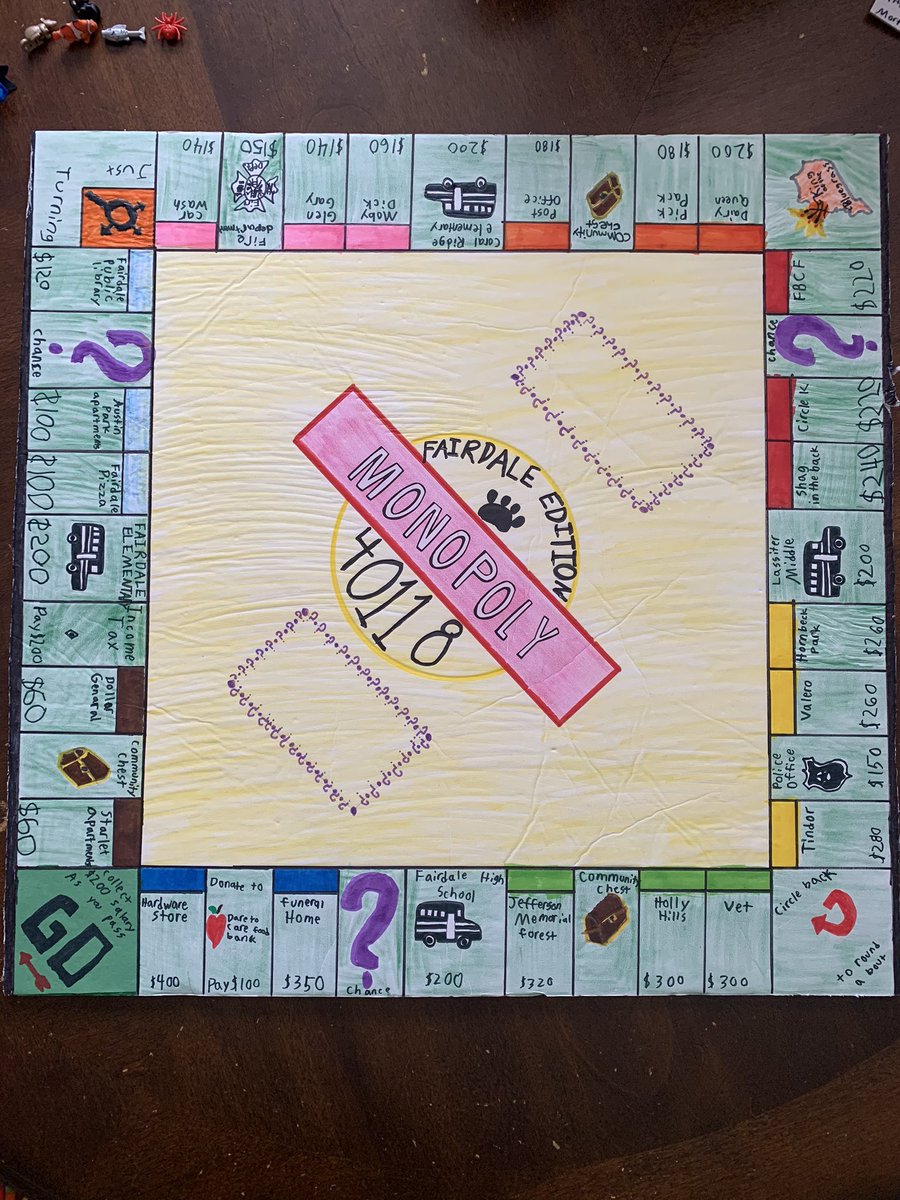 pastorjgreene's tweet photo. During this #StayAtHome time, one of my kids made a Fairdale Monopoly game! https://t.co/3DlllJ3gkw
