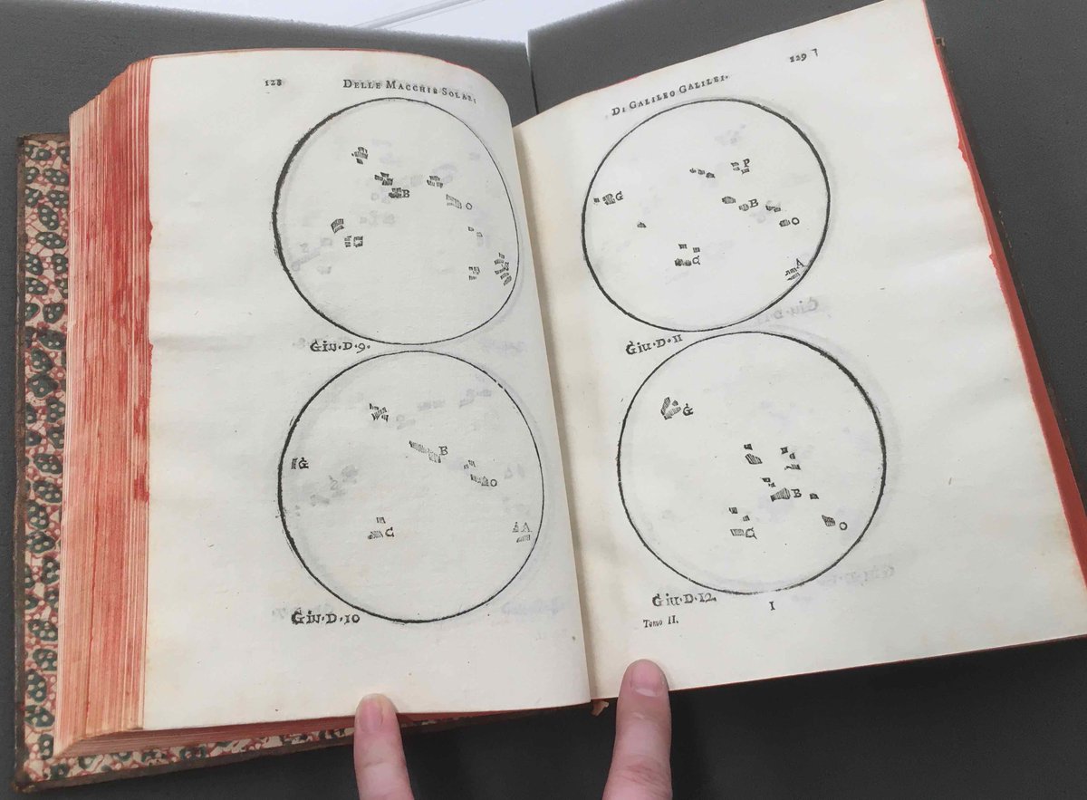 Here's a 1718 reproduction of some of Galileo's sketches of his sunspot observations.