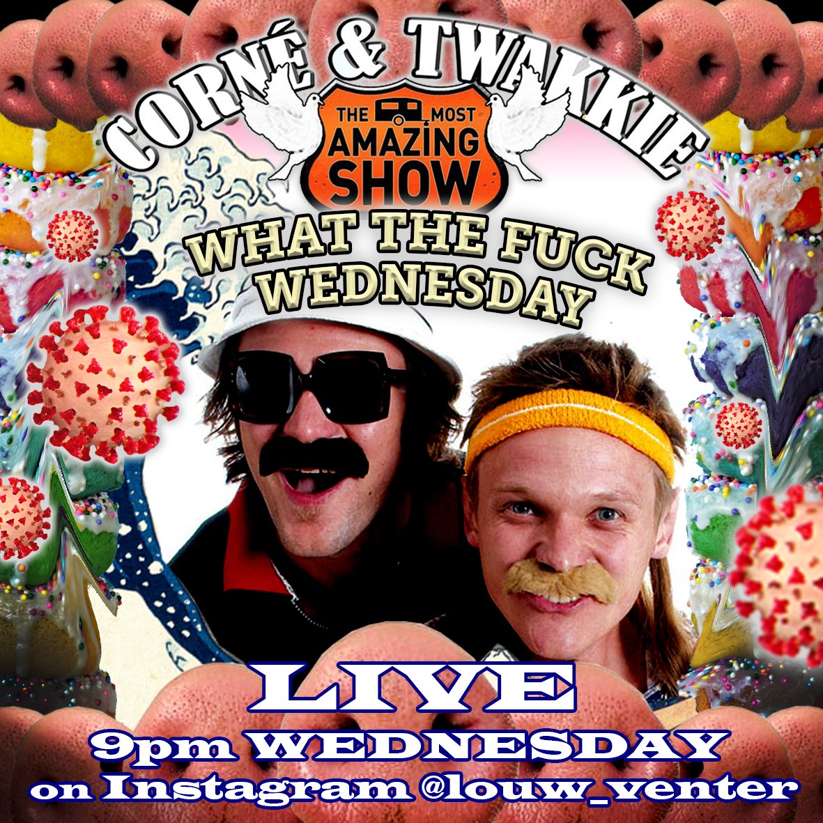 It's true! Corne and Twakkie are doing a LIVE show on <a href="/louw_venter/">Louw Venter</a> on Instagram this Wednesday at 9pm. Twakkie's been extracted from the pig and it's all ready. Please remember to tell all the desperate other people locked up with you. Believe it because it's on the internet.