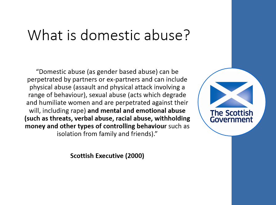 By way of context to *that* Herald article, in 2000 the Scottish Executive adopted this non-statutory definition of domestic abuse. In 2018, Holyrood legislated for a new offence of a course of abusive behaviour towards a partner or an ex-partner to capture coercive control.