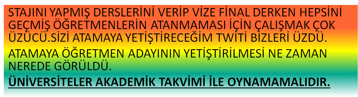 YökÜniler FırsatPeşinde

<a href="/RTErdogan/">Recep Tayyip Erdoğan</a> 
<a href="/ziyaselcuk/">Ziya Selçuk</a> @hmzaydg <a href="/safran1958/">Mustafa SAFRAN</a> <a href="/tcmeb/">Millî Eğitim Bakanlığı</a> <a href="/yekta_sarac/">Prof. Dr. M. A. Yekta Saraç</a> <a href="/HayatiAkyol/">Prof.Dr.Hayati AKYOL</a> <a href="/ProfDrComakli/">PROF.DR.ŞAFAK ÇOMAKLI</a> <a href="/CemZorlu/">Prof. Dr. Cem Zorlu</a> <a href="/profdrErkanibis/">Erkan İbiş</a> <a href="/hotar_nukhet/">Prof. Dr. Nükhet Hotar</a> <a href="/Uslan_ibrahim/">İbrahim Uslan</a> <a href="/erolozvar/">Erol Özvar</a> <a href="/sahinkarasar/">Şahin KARASAR</a> <a href="/sahinmu/">Prof. Dr. Mustafa Şahin</a> @yziyaozcan 

Biz bir yıldır bekliyoruz. Onlarda zamanını beklemeli