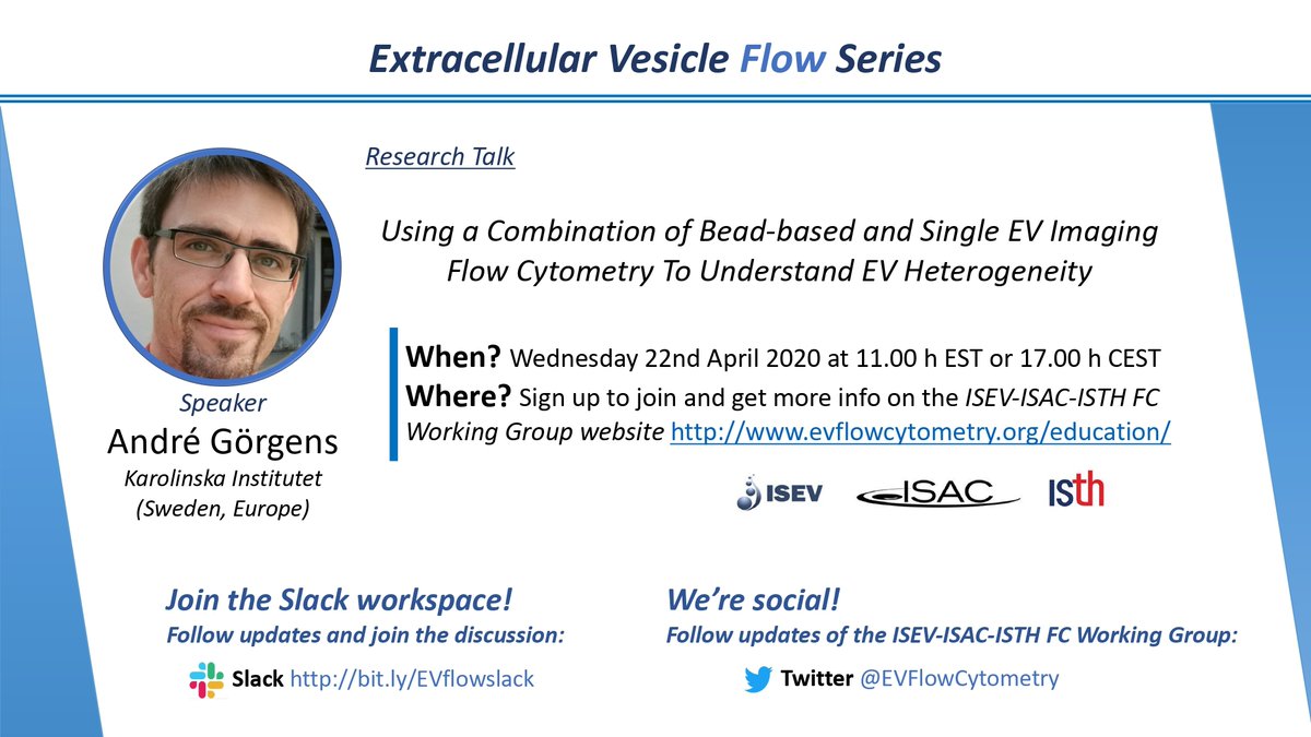 We'll start the  #EVFlowSeries next week! I'll begin, then we'll have bi-weekly talks about  #EV  #FlowCytometry!Register at:  http://www.evflowcytometry.org/education/ Discussion at:  http://bit.ly/EVflowslack Follow:  @EVFlowCytometryBig thanks to  @physaliaislove &  @Joadwe for the help!See you there!