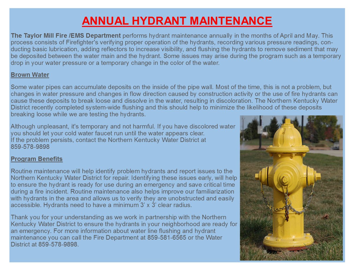 tmfireky's tweet image. Hydrant Maintenance Season