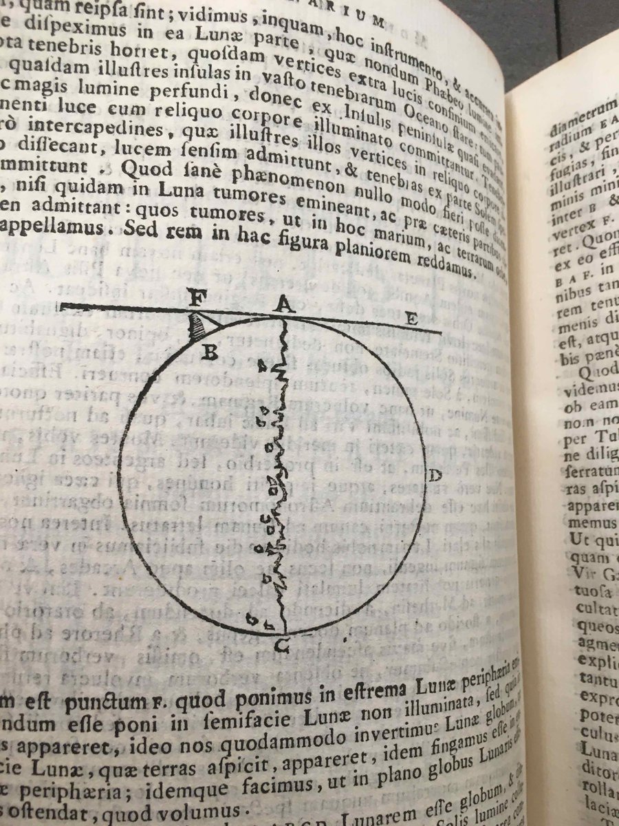 Here is a diagram by Galileo showing mountains on the Moon.