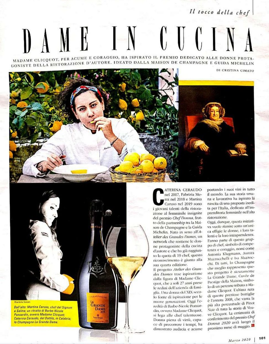 GFrancoManfredi's tweet photo. Ideato da #VeuveClicquot 
 e #GuidaMichelin si chiama #ChefDonna ed è dedicato alle protagoniste della #ristorazione d'autore. A conferma che i #premi non sempre perpetuano formule abusate ma possono anche cogliere il #valore più profondo delle persone

#CaterinaCeraudo #Calabria https://t.co/i0rfYCguY3