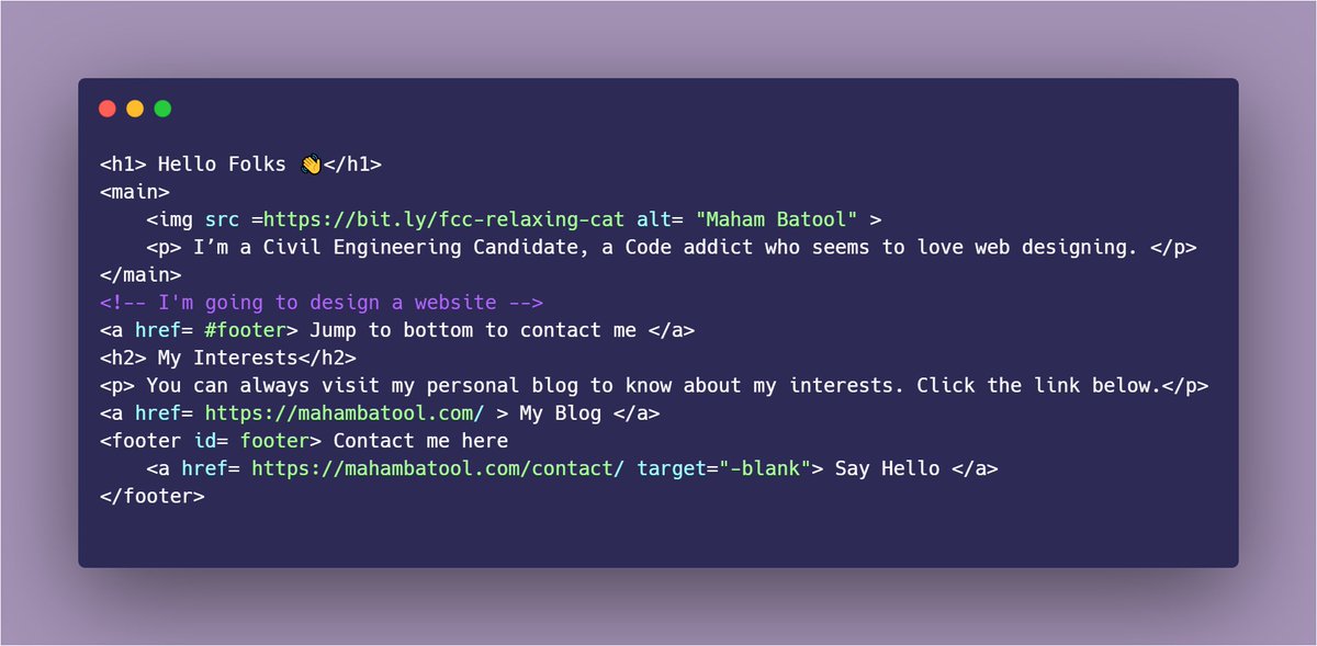 MahamDev's tweet image. ๐ Hello Folks, I've taken up the 100 days of Code Challenge.
๐ฏ Will be sharing what I learn every day.
๐ป Loving the Shades of Purple Theme.
#Day1OfCoding #100DaysOfCode #CodeNewbie