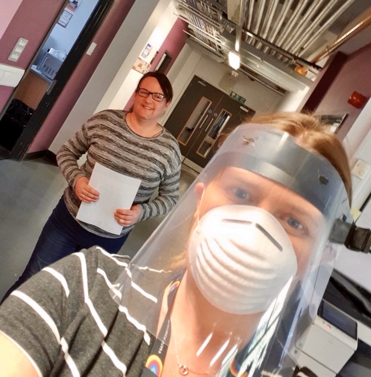 MortimerCC's tweet photo. Team Mortimer supporting our local key workers. Creating face masks, ear protectors and donating goggles. #bettertogether #teammortimer 🌈💜 https://t.co/6VhGqtxqDX