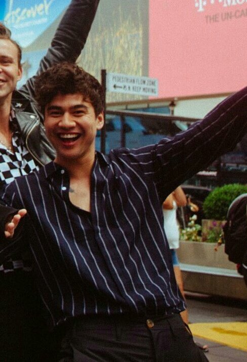 calum hood in stripes; a thread
