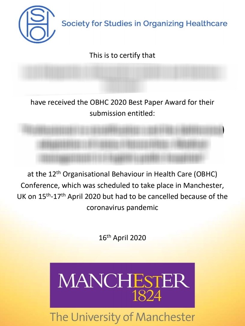 RomanKislov's tweet photo. A question to language nerds
The conference got cancelled.
But there were excellent full-paper submissions.
And we will soon announce well deserved Best Paper awards.
I have said this in the award certificate below.
But does the text make sense grammatically?..
#OBHC2020 ๐ข https://t.co/f45RWwn30t