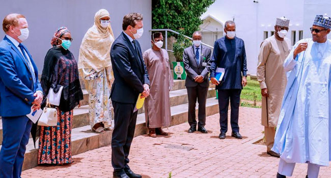 EUinNigeria's tweet photo. The EU today announced a €50m (N21b) contribution towards a coordinated response to the #coronavirus pandemic by @NigeriaGov; at a meeting with Pres @MBuhari; reflecting EU's strong partnership, friendship &amp; solidarity with Nigeria. #EUSolidarity  #StrongerTogether @Fmohnigeria https://t.co/OENjl8qgtC