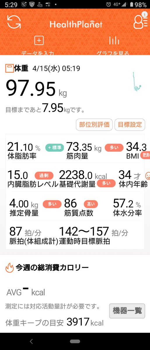 捨て丸 タニタのアプリはたまにトップで固まるけどよく見たらトップの方が解り易いからこれでいいかな テキ村式ダイエット