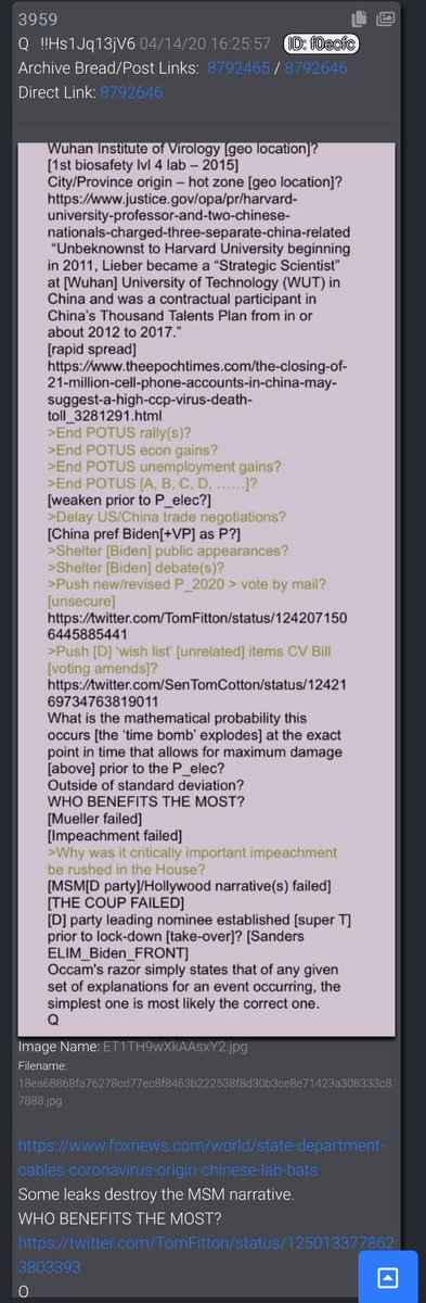  #QAlert 3959 https://www.foxnews.com/world/state-department-cables-coronavirus-origin-chinese-lab-batsSome leaks destroy the MSM narrative.WHO BENEFITS THE MOST? https://twitter.com/TomFitton/status/1250133778623803393Q