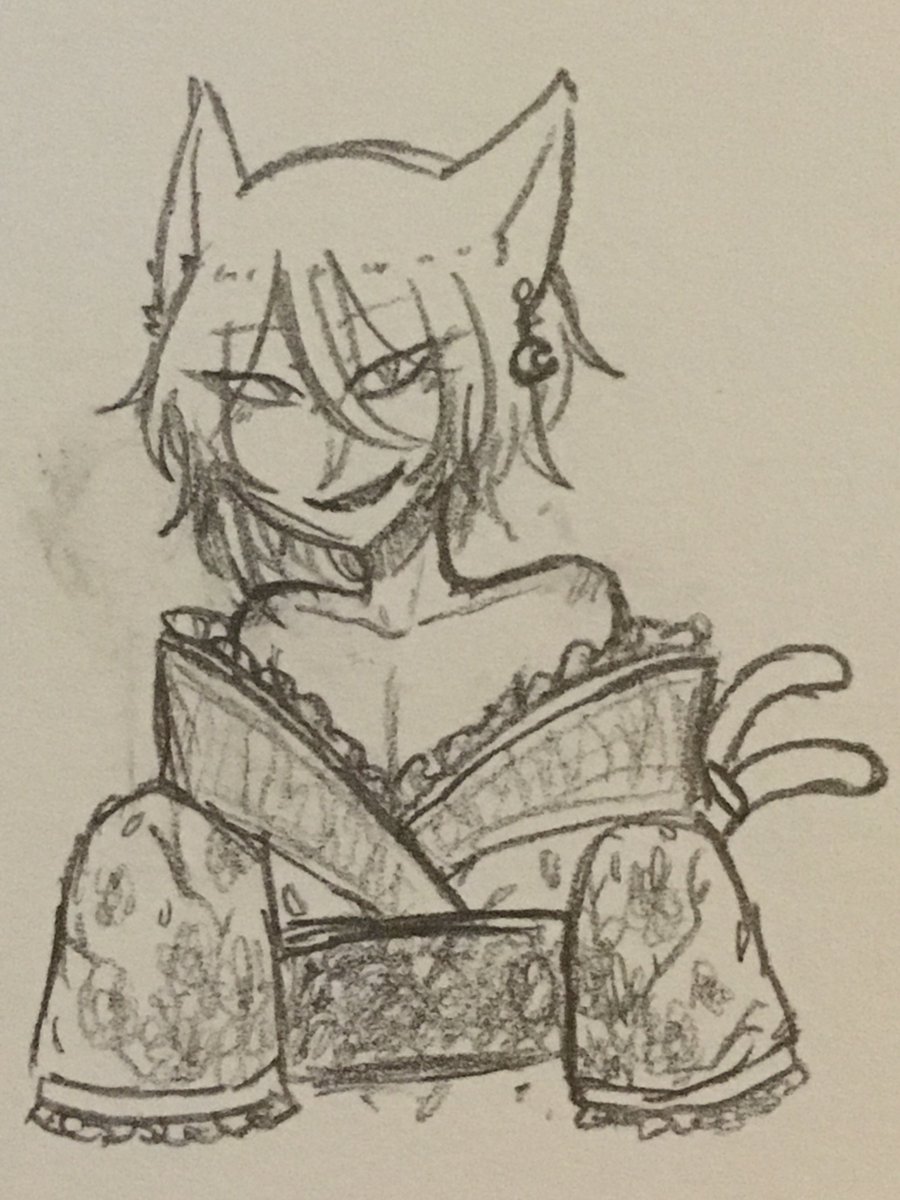 More Nekomata Sirius drawn by  @fourleafprince The one cupping his cheek is Wilardo so  #WilSiri . And take a smug ass flirtatious Vampire Wilardo.