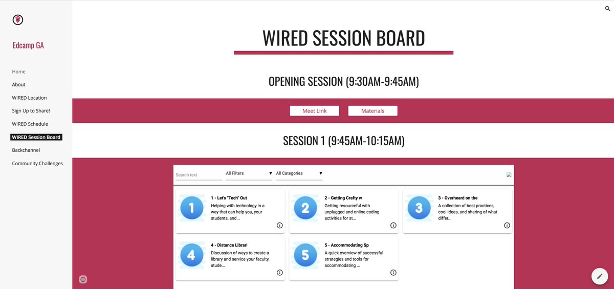 In the spirit of an #edcamp unconference being a participant-driven event, our session board is representative of our #edcampGAWIRED community, and we could not be 🤩 HAPPIER with the variety and relevance of the sessions on tap for tomorrow! Check it out! bit.ly/WIRED-board
