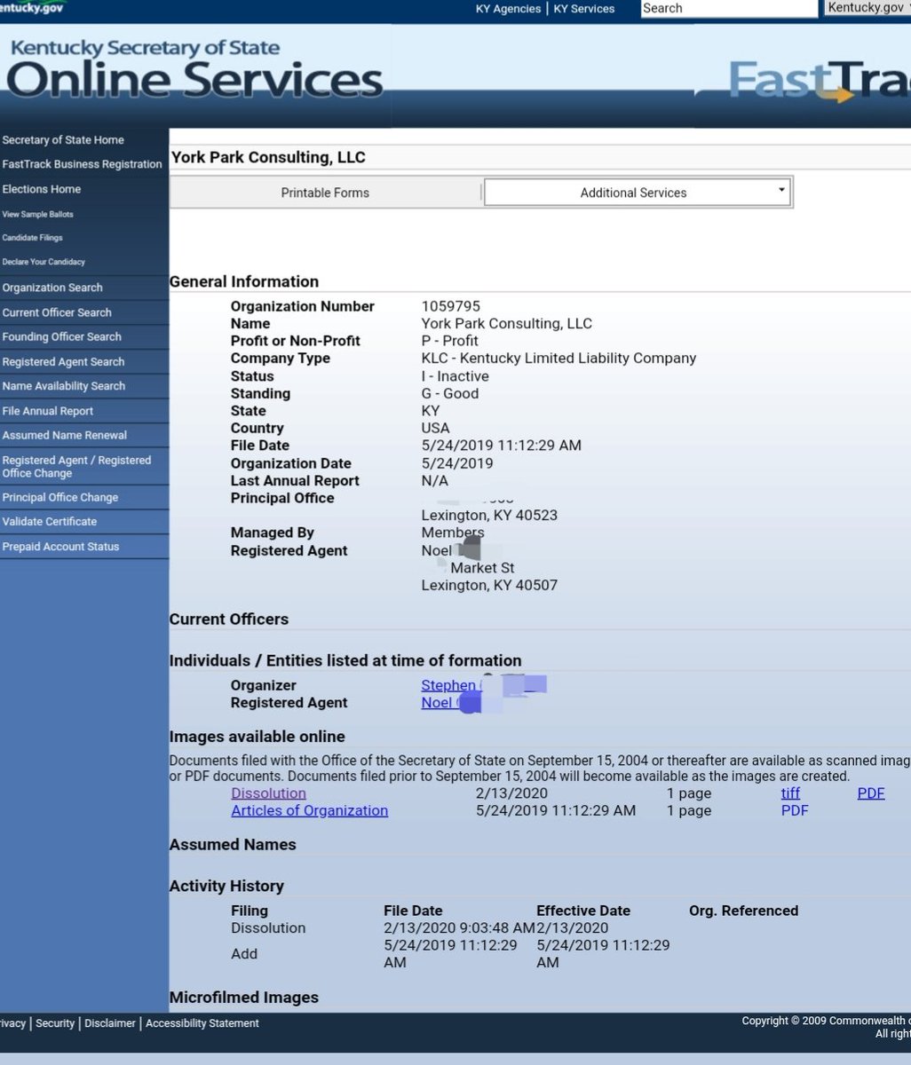 Not much is known about York Park Consulting.It's address was registered to a Caldwell Lawyers, a Lexington, KY lawfirm.They opened in May 2019—they're now closed as of Feb 2020.They havent responded to requests for comment.As Steve Miller said: "Take the money and run".