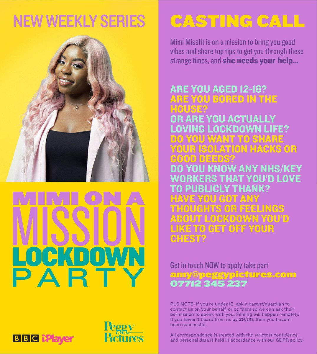 dannidavis's tweet photo. If you know anyone who might be interested pls share. We’re casting teens for @peggypicturesuk new series for @BBCiPlayer which will be a positive &amp; uplifting antidote to #coronavirus 🦠🤩🦠 https://t.co/pb544oH1oM