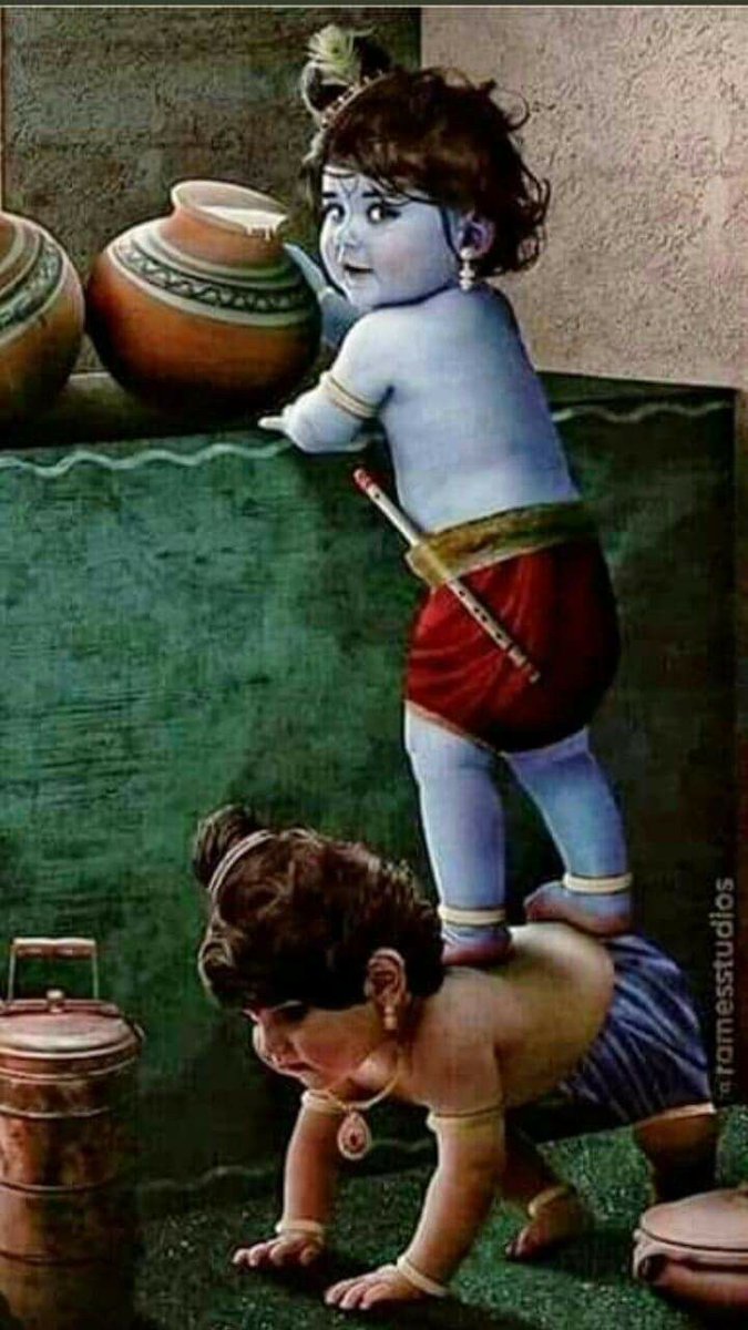 As a child,he was very fond of butter and use to eat it wherever he found it which earned him the nickname “Makhan Chor”.Lord Krishna is one God you can just call your friend,someone you can take liberties and call a prankster, cult-figure, the model lover,divine hero or Supreme.