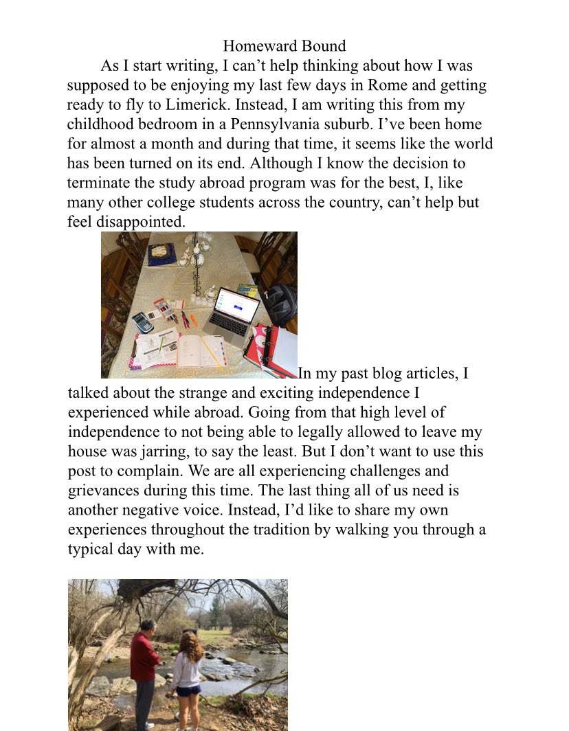 Chiara Huber, Spring 2020 Social Media Ambassador