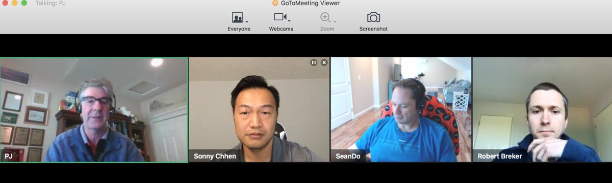SChhen's tweet image. Thank you to @pjhough for closing our #virtualhackathon as our coffee break special guest. Note from @SeanDo40 Count how many patents he has hanging on his wall 😊 #citrixhackathon @CitrixPartners