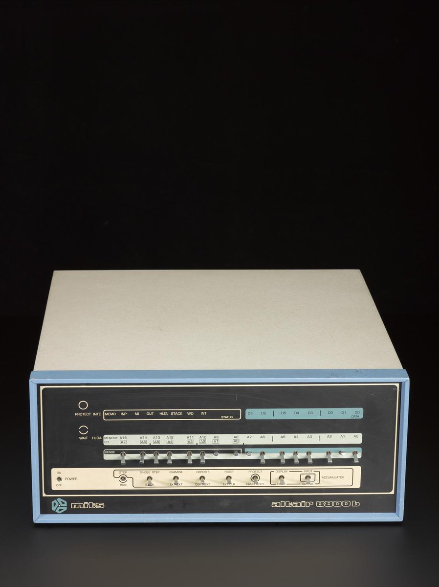Introduced in late 1970s, MITS Altair 8800B was widely acknowledged as 1st home computer kit + developed by American electronics enthusiast Ed Roberts, who had founded Model Instrumentation and Telemetry Systems (MITS), originally to sell calculator kits  https://collection.sciencemuseumgroup.org.uk/objects/co8384537/altair-8800b-computer-system-1977-1982-personal-computer