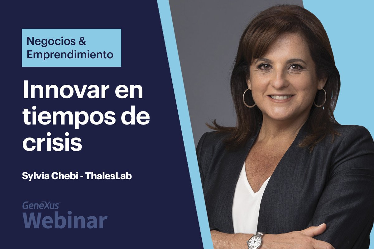 #Webinar | Innovar en tiempos de crisis 
Inscríbete sin costo 👉 bit.ly/3b9KHhr
Miércoles 15 de abril / 14 hs (#Argentina) 

Descubre con <a href="/sylchebi/">Sylvia Chebi 🎗️</a> de <a href="/Thales_Lab/">ThalesLab</a> qué capacidades deben desarrollar las organizaciones para actuar ágilmente ante la incertidumbre.