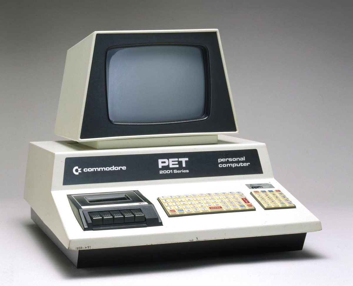 We have not 1 but 2 Commodore Pet 2001 Series PCs in our collections!!Released in January 1977, Commodore PET 2001 was popular in schools throughout UK, US, + Canada due to its simple keyboard + all-in-one design.  https://collection.sciencemuseumgroup.org.uk/objects/co8094438/commodore-pet-2001-series-personal-computer-personal-computer and  https://collection.sciencemuseumgroup.org.uk/objects/co493761/commodore-pet-2001-8-bs-personal-computer-1977-personal-computers