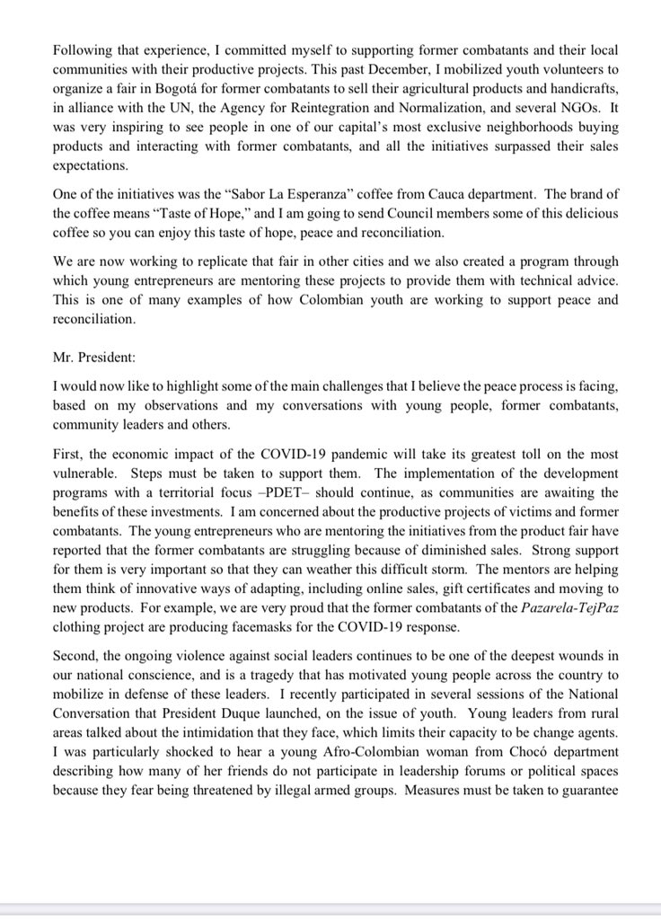 DominicanRepUN's tweet image. 💡📑 Inspiring statement by youth @santiagocano •Palabras inspiradoras del joven Santiago Cano. 

Hoped other #youth be invited to brief #UNSC. In all countries in #UNSC agenda, they are working hard to build ☮️ &amp;amp; would contribute to the  discussions. #YPS @UNYouthEnvoy