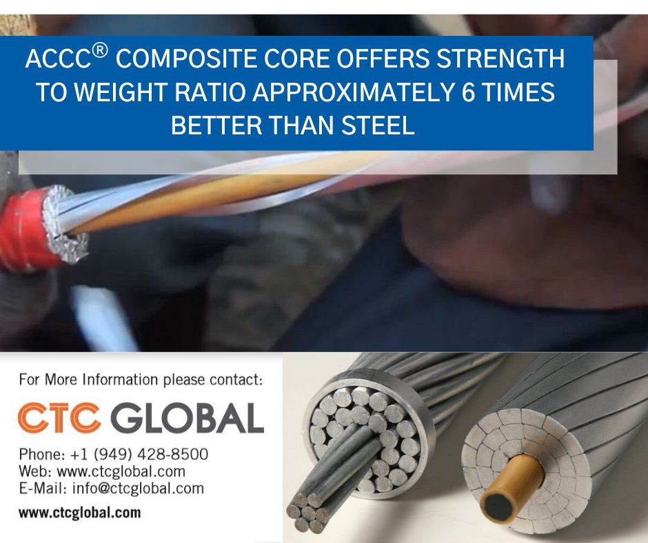 CTC_ACCC's tweet image. The blend of high-strength carbon &amp;amp; glass fibers embedded in a toughened thermoset epoxy resin matrix is the secret behind creating #accccompositecore, which it the most reliable &amp;amp; smartest choice amongst the customer  &amp;gt;&amp;gt; bit.ly/2z0sKE3