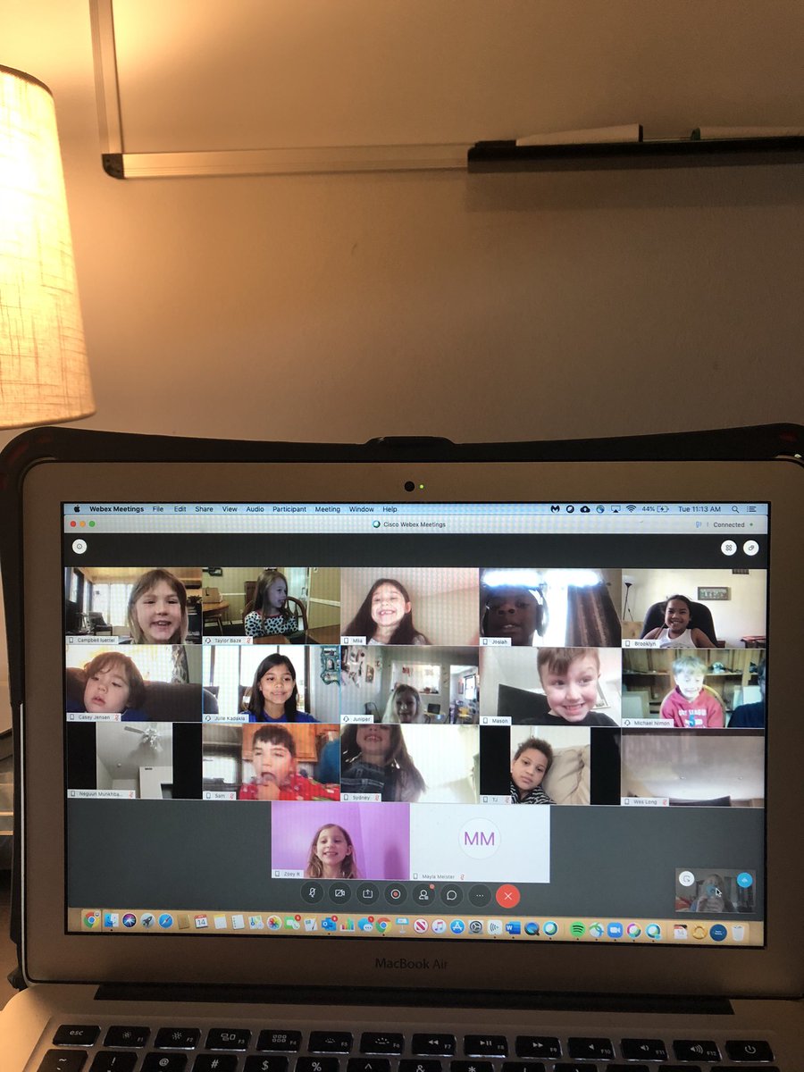 1st Webex meeting with my class today! I loved seeing their faces and doing Peep Science with them. 🐰 #raymarsh
