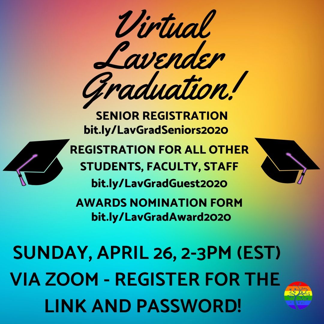 WomensGenderCC's tweet photo. We are excited to host our annual Lavender Graduation this year! This event will celebrate the accomplishment of our wonderful seniors, and thank them for all they’ve done. If you’re interested in attending, sign up using one of the links above!
Now posted with fixed links! https://t.co/g7Lck5hdDF