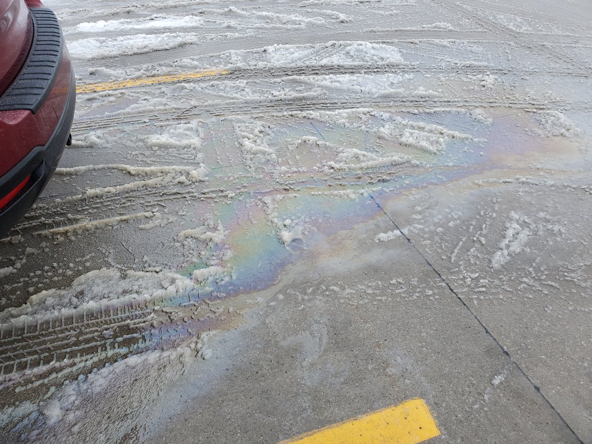 Here are 2 stormwater examples from my study neighborhoods. A heavy rainfall generated a significant amount of sediment that is funneled directly into a storm drain, and we see water pollution even in winter as snowmelt from a commercial parking lot carries with it an oil slick.