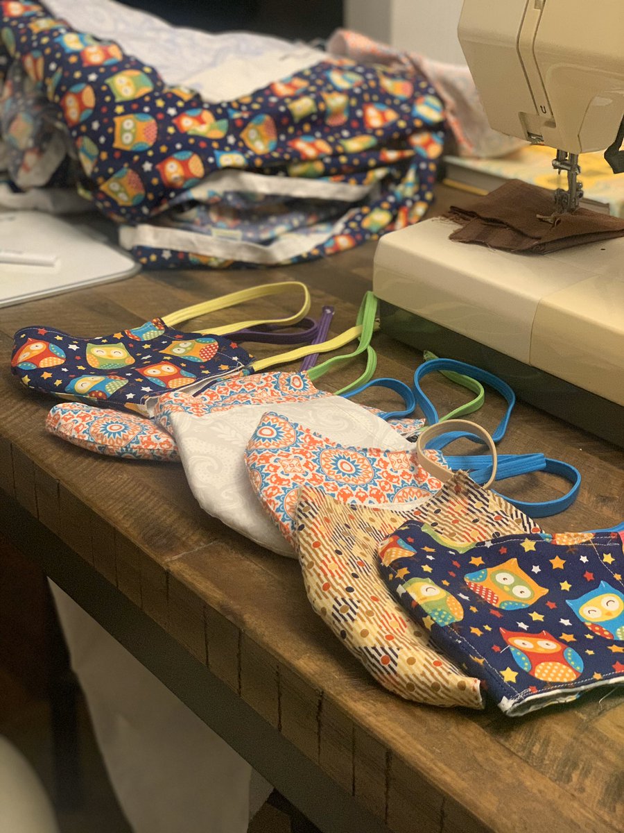 Remote Learning teacher during the day... mask maker in the evening! #AllInThisTogether #remotelearning #diymask <a href="/D45Jackson/">Jackson Middle School</a>