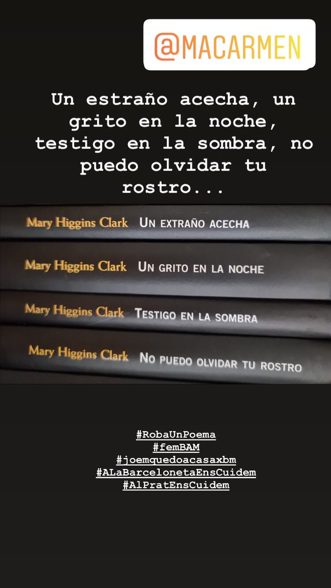 AVVBarceloneta's tweet photo. #RobaUnPoema. Propota:

1 Ma Carmen R
2 Graciela
Des de la Biblioteca Antonio Martin ens animen a fer un poema que tingui sentit amb els títols de llibres i pel·lícules que trobeu per casa. 📚📚
#femBAM 
#joemquedoacasaxbm
#ALaBarcelonetaEnsCuidem
#AlPratEnsCuidem https://t.co/NiCy13CQxL