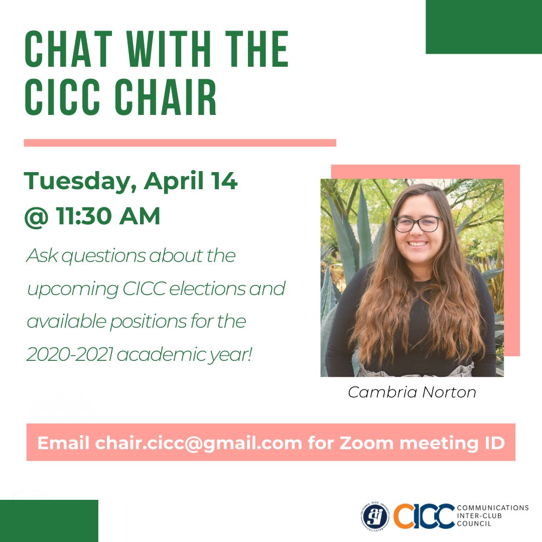 CSUFCICC's tweet image. Today CICC Chair, Cambria, is hosting her 2nd Zoom info session today! Join her later this morning, email chair.cicc@gmail.com for the meeting ID! #csufcicc #ciccyouthere #ciccyouathome #commcsuf #titansreachhigher