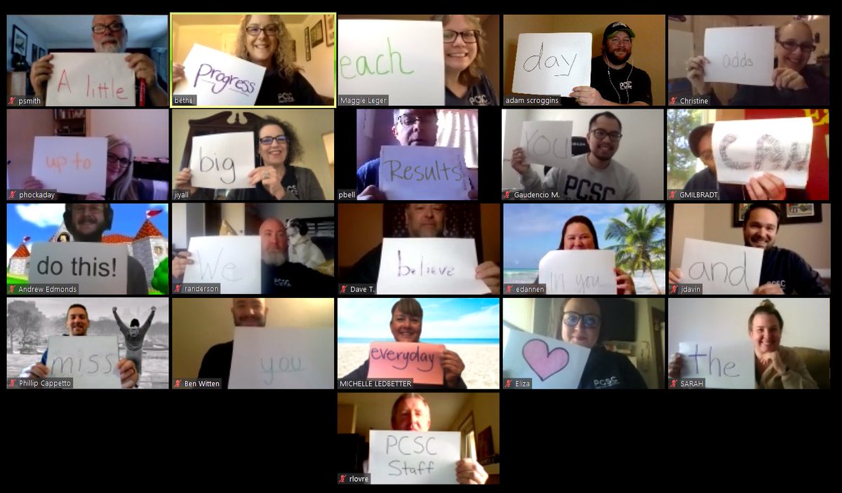 To our PCSC students: we miss you, keep up the good work! Here is a quick note from our staff :)
