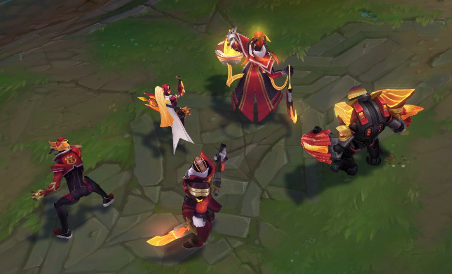 FPX Worlds skins for Lee Sin, Malphite, Vayne, Thresh, and