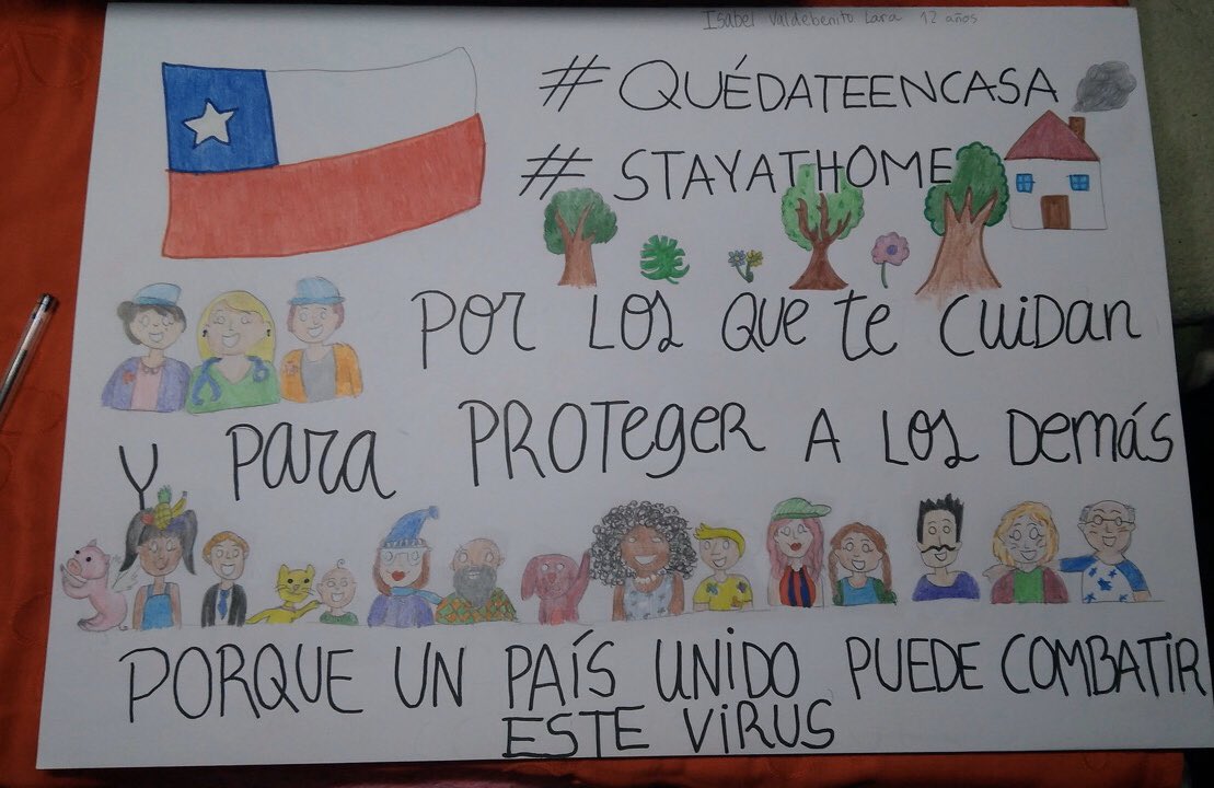 colmedchile's tweet photo. En estos momentos difíciles nos llena de mucha emoción recibir gestos tan lindos como el de Isabel, una niña de 12 años que realizó este bello dibujo 👇 ¡Gracias por cuidarnos! #QuédateEnCasa ¡Juntos podremos luchar contra esta pandemia! ¡Gracias a todo el equipo de salud! ❤️💪👏 https://t.co/8aWYBvJZw4