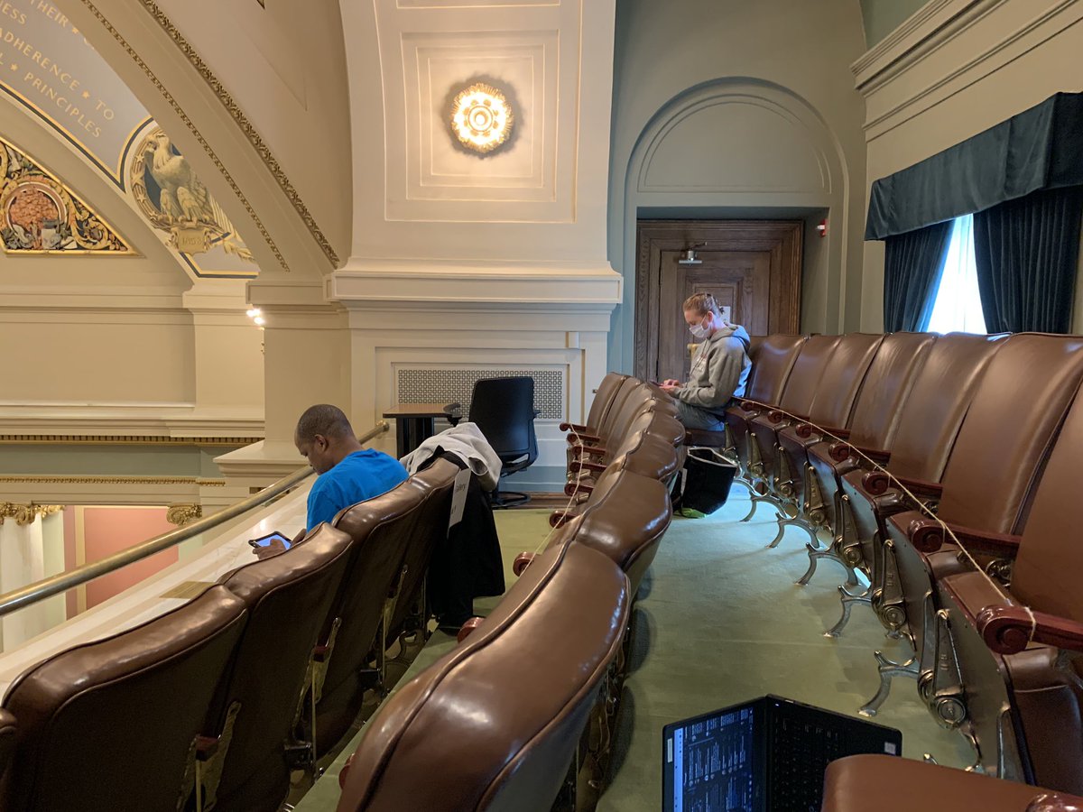 . @NSmithholt12, who has been pushing lawmakers to approve the insulin legislation for months, is looking on from the gallery with her husband James. Before lawmakers got started, House Speaker Melissa Hortman waved up at both of them.