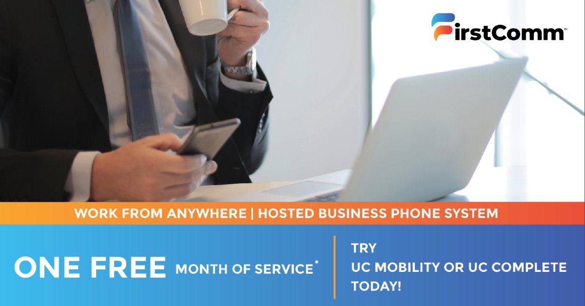 FirstCommLLC's tweet photo. Has the transition to a #remoteworkforce been overwhelming? Donโt let the #COVID19 restrictions create more business challenges. #FirstComm can help keep your employees safe and your virtual operations simple. Try our remote office tools free for 30 days. https://t.co/z01M8RIATF https://t.co/XdZyGuPxHs
