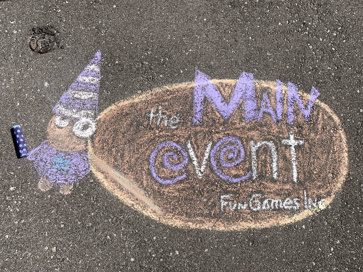 maineventfun's tweet photo. Out of office? Working from home? Us too. But we figured why not take advantage of the lovely April weather and promote all the fun from home! Some sidewalk chalk creativity. https://t.co/maMGOXGcmu