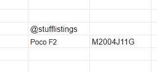 stufflistings's tweet photo. The M2004J11G model number is the POCO F2. At least the IMEI database suggests that.
Now, feel free to retweet.
#POCO #POCOF2 https://t.co/eaMmGUhOmI