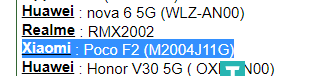 stufflistings's tweet photo. The M2004J11G model number is the POCO F2. At least the IMEI database suggests that.
Now, feel free to retweet.
#POCO #POCOF2 https://t.co/eaMmGUhOmI