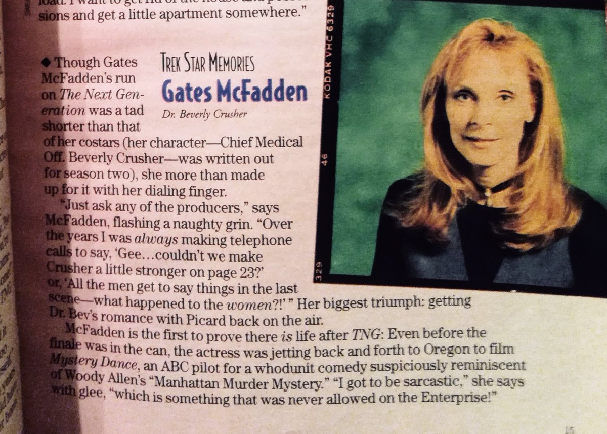 4/ Love how Gates always advocated for stronger women on  #StarTrek. And also: "Her biggest triumph: getting Dr. Bev's romance with Picard back on the air." So much for the future there...at least we got "Attached" and AGT.  @PicardNeedsBev