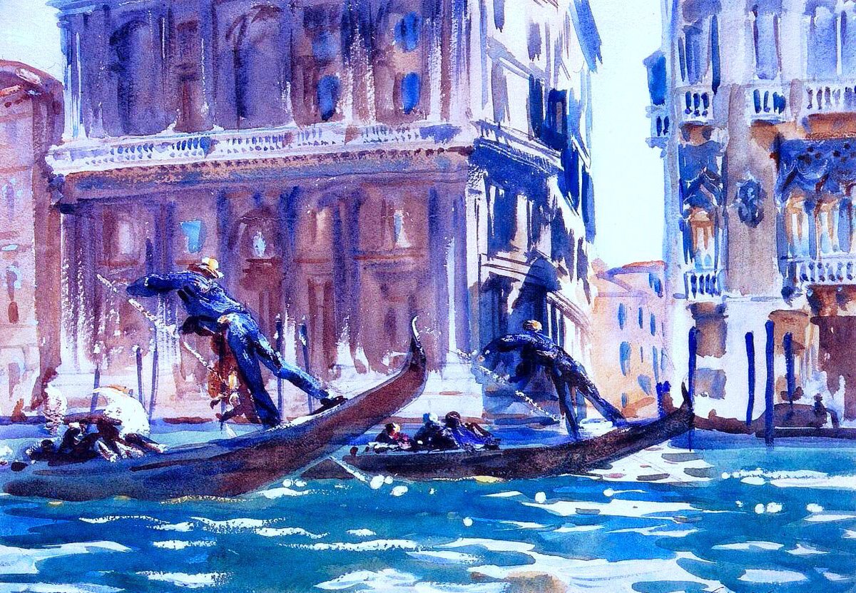 Sargent was one of the greatest masters of watercolour, too. His technique is awe-inspiring to anyone who has ever picked up a brush. A Garden Vase (1903), On the Canal (1903) & Palazzo Grimani (c1904)