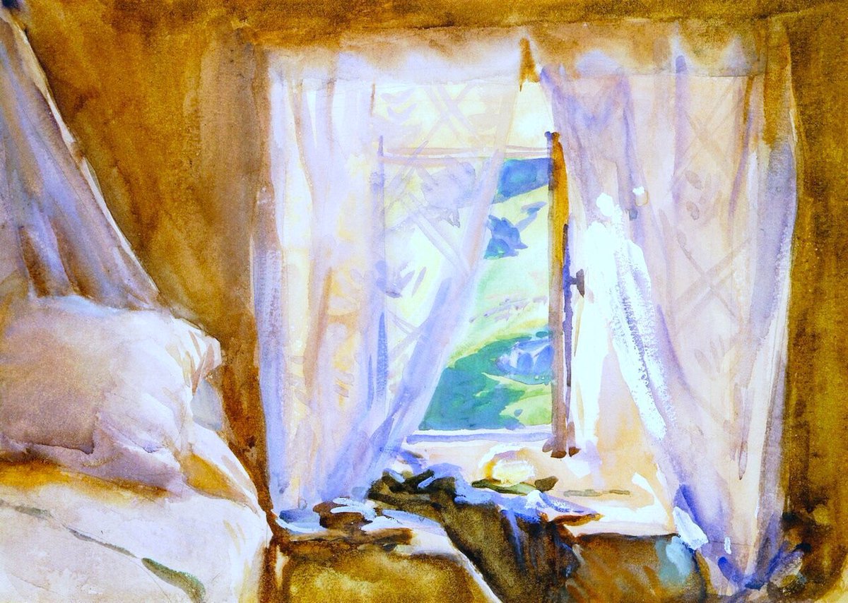 One of my favourite images by him is of a bedroom window. Sargent was gay at a time when it was criminal. That window possibly represents his desire to let the light in & perhaps to reveal himself. Pomegranates, Majorca (1908), Florence, A Garden (c1910) & Bedroom (c1909-11)