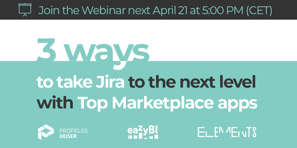 eazybi's tweet photo. Join @eazyBI, @profields & #ElementsConnect on April 21st to learn the different uses cases of these top 3 apps from the Atlassian Marketplace. It is FREE, but registration is required! @AtlassianMarket https://t.co/Ndk1PDMLLG https://t.co/xmjIqP7w6N