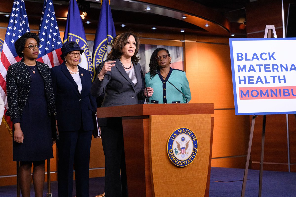 Thread: It is  #BlackMaternalHealthWeek so today I'm highlighting the legislative work on the Black maternal mortality crisis. Rep Alma Adams, Rep Lauren Underwood & Sen Kamala Harris launched the Black Momnibus this year but the work has been ongoing for years.  #BlackWomenLead 1/  https://twitter.com/SenKamalaHarris/status/1249053138541318145