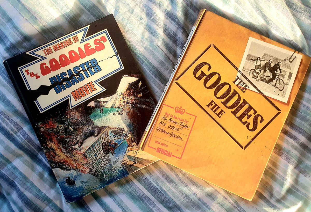 JohnAPHewer's tweet photo. A couple of #TheGoodies book releases. These are wonderfully crafted and I was so, so lucky to catch them all at @BristolOldVic for @SlapstickFest with @ISIRTA_Again. #RIPTimBrookeTaylor. So sad to lose you. https://t.co/I4RihSSGPp