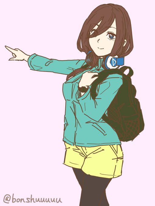 ぼんしゅーさんがTwitterに投稿した中野三玖(五等分の花嫁)のイラスト。