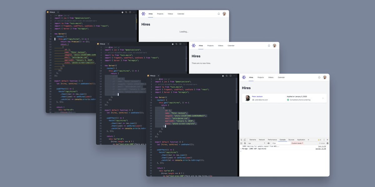✨ New video: "Mock an API for Local Development in React with Mirage JS"

This is my favorite 5 min video I've made on Mirage 😊

Check it out now on Egghead! egghead.io/lessons/javasc…